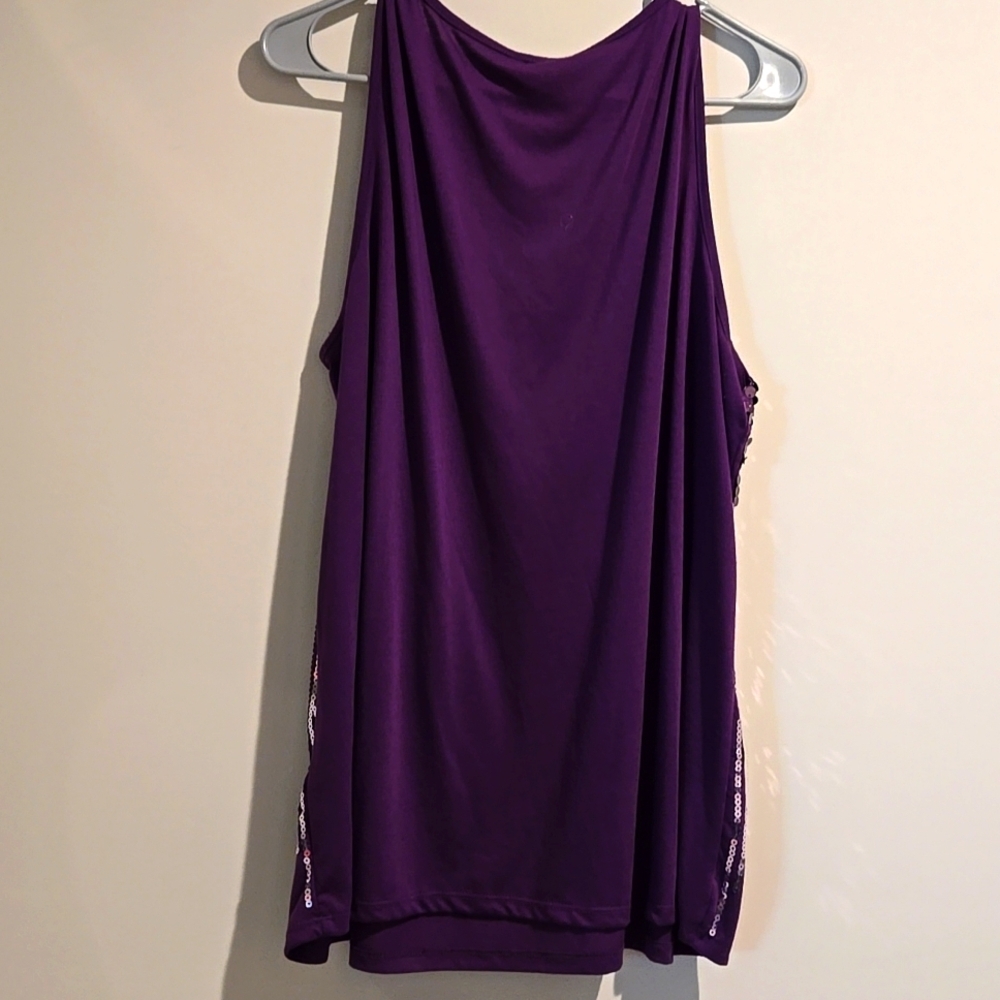 George purple sequined front tank top. Size 3X. - Picture 5 of 6